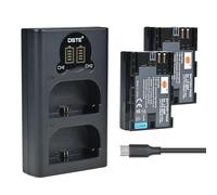 DSTE 2-Pack 2400mAh LP-E6P Battery and Dual Slot USB Charger Compatible with Canon EOS R5 Mark II, R5 Mark III, 60Da, 70D, 80D, 90D, 7D Mark II, 7D Mark III, XC10, XC15