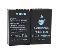 DSTE 2-Pack EN-EL20 EN-EL20a(7.4V 1900mAH) Rechargeable Li-ion Battery Compatible with Coolpix A, 1 J1, 1 J2, 1 J3, 1 AW1, 1 S1 Digital Cameras, Blackmagic Pocket Cinema Camera