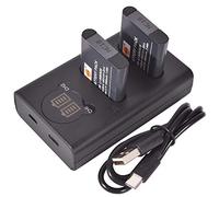 DSTE (2-Pack) LI-90B LI-92B Replacement Battery + Dual USB Charger with LCD Display Compatible with Olympus SH-1,SH-50,iHS SH-60,SP-100,SP-100EE,Tough TG-1,iHS Tough TG-Tough TG-2 3, XZ-2. iHS camera