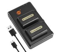 DSTE 2PCS NP-FH50 Battery Charger Set Compatible for Sony DSLR-A330, DSLR-A390, DSC-HX1, DSC-HX100V