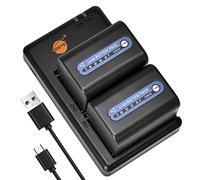 DSTE 2PCS NP-FM70 NP-QM71D (3400mAh/7.4V) Battery Charger Set Compatible for Sony CCD-TRV128,CCD-TRV150,CCD-TRV228,CCD-TRV250,CCD-TRV270,CCD-TRV285,CCD-TRV308,CCD-TRV318,CCD-TRV328 Camera