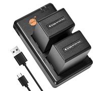 DSTE 2PCS NP-FV100 Battery Charger Set Compatible for Sony DCR-SR15 DCR-SR21 DCR-SR68 DCR-SR88