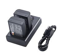 DSTE 2X BLX-1 BLX1 Full Coded Replacement Battery + Dual USB Charger with LCD Display Compatible with Olympus OM-1 OM1 Micro SLR Camera OM System