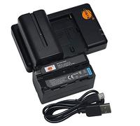 DSTE 7.4V 5000mAh NP-F770 NP-F750 NP-F730 QIAOJINLIN Lithium Battery Pack(2 Packs) and Dual Charger Compatible with Sony CCD-SC5 CCD-SC55 CCD-TRV81