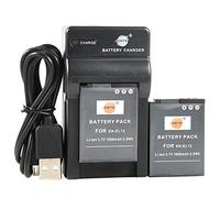 DSTE EN-EL12 Li-ion Battery (2-Pack) and Micro USB Charger Compatible for Nikon KeyMission 360, KeyMission170, Coolpix AW100, AW100S, AW130 Cameras