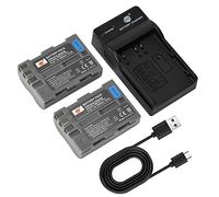 DSTE EN-EL3E Battery (2-pack) and Charger Compatible with Nikon D30, D50, D70, D90, D100, D200, D300, D700