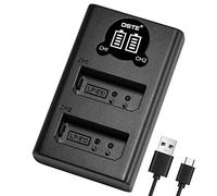 DSTE LP-E10 Battery USB Dual Quick Charger with LCD Display Compatible for Canon EOS 1100D, EOS 1200D, EOS Kiss X50, EOS Kiss X70, EOS Rebel T3, EOS Rebel T5