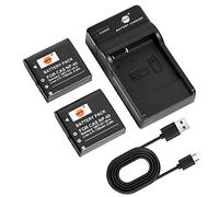 DSTE NP-40 NP40 Camera Battery (2-Pack) and Charger Compatible with Casio Exilim EX-FC150 EX-FC150BK EX-FC150RD EX-FC160S EX-Z400