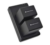 DSTE Replacement Battery Set NP-FV100 Battery + Dual Charger USB Compatible with Sony HDR-CX230 HDR-CX260V HDR-CX290 HDR-CX300 HDR-CX305 HDR-CX350V HDR-CX360V HDR-CX380