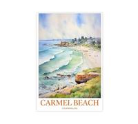 DSTRJ Carmel Beach Pacific Ocean Art Travel Poster Canvas Poster Bedroom Decor Landscape Office Room Decor Gift 24x36inch(60x90cm)