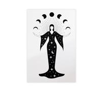 DSTRJ Celestial Woman Moon Phases Art Poster Canvas Poster Bedroom Decor Landscape Office Room Decor Gift 16x24inch(40x60cm)