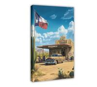 DSTRJ Classic Car And Desert Scene Art Poster Canvas Poster Bedroom Decor Landscape Office Room Decor Gift 24x36inch(60x90cm)