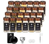 DSUID 24 square spice jars with acacia wood lids, spice jars Built-in spice labels, spice shakers 120ML, spice jars made of borosilicate glass