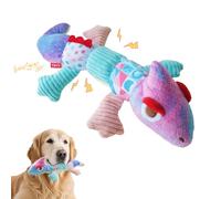 DSUMD Squeaky Dog Toys Stuffed Tear-Resistant Plush Chameleon Pet Toy Eliminates Boredom for Small Medium Breed, for Chewing and Playing Tug of War (Purple)