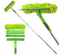 DSV Standard Professional Window Squeegee for Window Cleaning, 2 in 1 Rotatable Window Cleaning Squeegee Kit with Extension Pole, 62” Window Cleaning Tool for Indoor/Outdoor High Windows, Home, Car