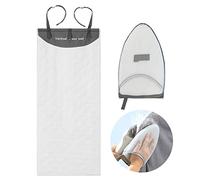 DSVENROLY Over The Door Press Pad, Vertical Mounted Clothes Steamer Shield with Protective Glove, Heatproof Mat for Handheld Garment Care Tools, Gray and White