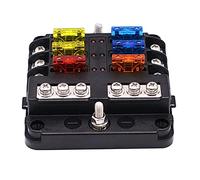 DSVKGZNOG Fuse Block 12 Fuses and 12 Grounds for Clean Wiring | Keeps wires organized with 12 dedicated fuses and 12 ground locations for a neat 12V setup.