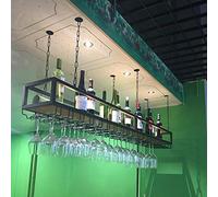 DSVONAUS Hanging Wine Rack, Metal Ceiling Wine Glass Racks, Adjustable Height Wine Bottle Shelf, Bar Display Wine Storage Holder, for Bar Cafe Home Kitchen