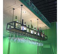 DSVONAUS Hanging Wine Rack, Metal Ceiling Wine Glass Racks, Adjustable Height Wine Bottle Shelf, Bar Display Wine Storage Holder, for Bar Cafe Home Kitchen
