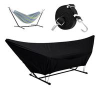 DSWCKNVK Hammock Cover Waterproof,420D Heavy Duty Oxford Cover with Elastic Ropes and Fastening Tape,for 10-15FT Hammock Stand (59 * 158 * 39in,Black)
