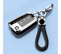 DSWERMG Car Key Cover for VW Sagitar Tiguan L LAVIDA Bora polo TAYRON Lamando Tharu Golf, Keys Shells Case Fob Keychain Remote Keyring Replacement Protector Holder, Car Accessories,A-Silver