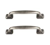 DSWZLQDXB 2 Pieces Cabinet Handles Vintage Drawer Pulls Zinc Alloy Door Knobs Antique Finish Handle Storage Box Handles Door Levers Retro (Hole spacing 96mm,Silver)