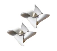 DSWZLQDXB 2 Pieces Cabinet Pulls Leather Cabinet Knobs Windmill-Shaped Design Handle for Dresser,Drawer Door Kitchen Hardware Home Door Levers (Beige)