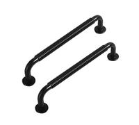 DSWZLQDXB 2 Pieces Cabinet Pulls Threaded Door Handle Black Closet Handles Zinc Alloy Dressing Table Drawer Gloves Cabinet Knobs Door Levers (Hole spacing 160mm)