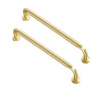 DSWZLQDXB 2 Pieces Cabinet Pulls Threaded Door Handle Brushed Gold Closet Handles Zinc Alloy Dressing Table Drawer Gloves Cabinet Knobs Door Levers (Hole spacing 76 mm)