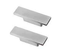 DSWZLQDXB 2 Pieces Closet Handle White Drawer Handle Zinc Alloy Cabinet Knobs Door Handle Square Flat Handle Cabinet Pulls Dressing Table Handle Door Levers (Hole Distance 32mm,Silver)