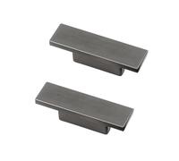 DSWZLQDXB 2 Pieces Closet Handle White Drawer Handle Zinc Alloy Cabinet Knobs Door Handle Square Flat Handle Cabinet Pulls Dressing Table Handle Door Levers (Hole Distance 32mm,Grey)