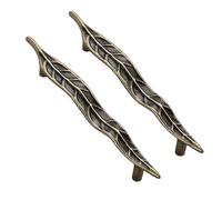 DSWZLQDXB 2pcs Cabinet Handles Leaf Design Kitchen Door Handles zinc Alloy Profiles Drawer Pulls Wardrobe Children's Room Knobs Cupboard Door Levers (Hole Spacing 96mm,Bronze)