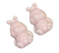 DSWZLQDXB 2pcs Cabinet Pulls Bunny Character Design Furniture Knobs for Drawers Cute Ceramic Handle Colorful Wardrobe Multicolored Door Levers Kitchen,Living Room Kids Door Knobs (Pink)