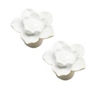 DSWZLQDXB 2pcs Cabinet Pulls Lotus-Inspired Design Furniture Knobs for Drawers Cute Ceramic Handle Colorful Wardrobe Multicolored Door Levers Kitchen,Living Room Kids Door Knobs (White)