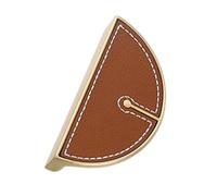 DSWZLQDXB Cupboard Handle Drawer Pulls Half Circle Cabinet Knobs Gold zinc Alloy + Leather Decorative Semi Circle Door Knobs Door Levers for Wardrobe,Book Cabinet (Brown)