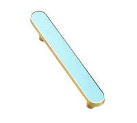DSWZLQDXB Leather Drawer Pull Blue Anti-Collision Wardrobe Cabinet Door Handle Solid Copper Base Pulls Cupboards Knobs for Kitchen Bedroom,Furniture Hardware (Hole Spacing 96mm)
