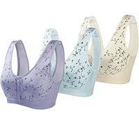 DSXH 3PCS Front Button Wireless Bra Front Fastening Bras Plus Size,front Clasp Wireless Cotton Vest Bra for the Elderly (3 colors, 38/85)