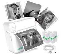 DSXVJHD Mini Thermal Printer, Bluetooth Wireless Pocket Printer With 5 Roll Papers, Portable Sticker Printer, Label Maker Compatible Android/IOS for Photos, Labels Printing