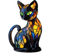 DSXVJHD Stained Cat Lamp, Vintage Cat Lamps Stained Resin Table Lamps, Animal Series Night Light Home Decor, 3D Cute LED Animal Bedside Table Night Lights for Kitten Lovers