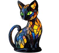 DSXVJHD Stained Glass Cat Lamp, Vintage Cat Lamps Stained Resin Table Lamps, Animal Series Night Light Home Decor, 3D Cute LED Animal Bedside Table Night Lights for Kitten Lovers