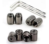 Dsycar 8 Pack Locking Tire Valve Caps, Anti Theft Design, with O Rubber Ring, Universal Aluminum Tire Valve Stem Caps for Cars, SUVs, Bike, Trucks, Motorcycles, Lock Tight Fit (Black)