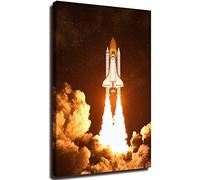 DSYGKBLZMDJ 20x32inch Canvas Print Wall Art Painting Pictures Night Launch Of The American Space Shuttle Stretched & Framed Poster Home Gallery Wrapped Artwork Ready to Hang