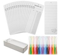 DSYIL 100 Sets Reading List Bookmarks with Tassels - 3x8 Library Card Book Marks Bulk, Cardstock Reading Log and Book Tracker for Book Lovers, Book Clubs & Back-to-School Supplies (White)