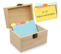 DSYIL Index Card Holder, Wooden Index Card Box, 3 x 5 Flash Cards Holder with 35 Dividers, Recipe Cards Case for Organizing Business Cards, Study Cards and Note Cards