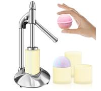 Dsyisvia Stainless Steel Bath Bomb Press Machine with Bath Bomb Mold Set，Mold & Bath Bombs Press for DIY Making Supplies， for Crafting Handmade Spa Fizzy Bath Bombs, DPS-1, silvery