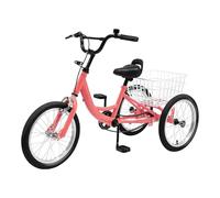 DSYOGX 16" Trikes for Kids, Single Speed 3 Wheels Bike with Large Shopping Basket, Adjustable Handlebar und Saddle Children's Tricycle for 7-10 Years Old Boys and Girls, Light Orange