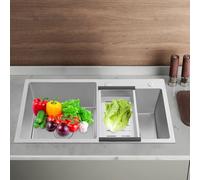 DSYOGX Stainless Steel Drop-in Kitchen Sink, Rectangle, Double Bowl Design, Total Product Size: 78 * 43 * 21cm, with Two Reserved Holes, for Garages, Laundry Rooms, Basements