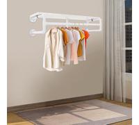 DSYOGX Wall Mounted Drying Rack, Industrial Pipe Hanger with Shelf 3 Hooks and 4 Fixed Bases, Clothes Hanger for Hallways, Kitchens, Bedrooms, Living Rooms, Entryways (White)