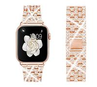 Dsytom Bing Band Compatible with Apple Watch Band 38mm 40mm 41mm,Jewelry Replacement Metal Wristband Strap for iWatch Band Series 8/7/6/5/4/3/2/1/SE Ultra(Rose Gold)
