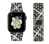 Dsytom Bing Bands Compatible with Apple Watch Band 42mm 44mm 45mm,Jewelry Replacement Metal Wristband Strap for iWatch Series Ultra 2 10/9/8/7/6/5/4/3/2/1/SE Ultra(Green)